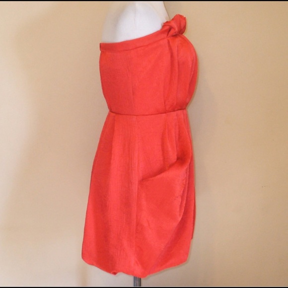 Strapless Coral Rachel Roy Flounce Mini Dress with Pockets - size 8 - Like New - Picture 7 of 8
